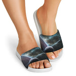 Planet And Space Print White Slide Sandals