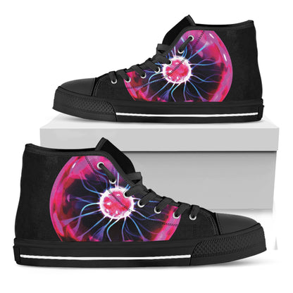 Plasma Ball Print Black High Top Shoes