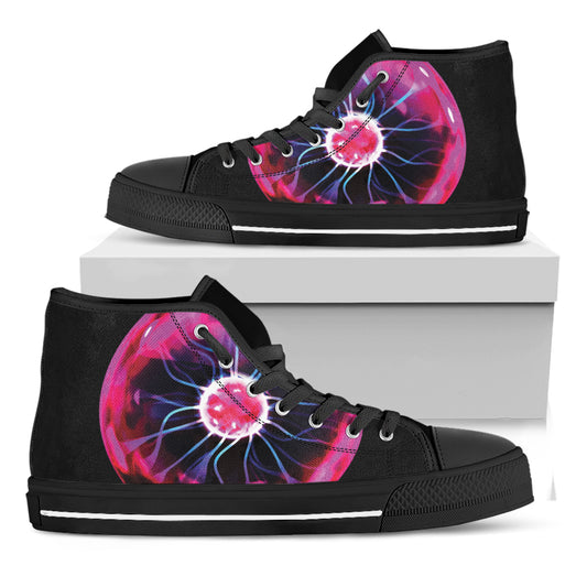 Plasma Ball Print Black High Top Shoes
