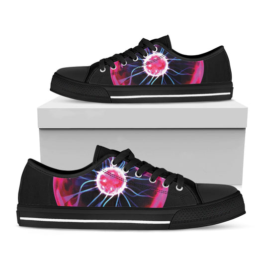 Plasma Ball Print Black Low Top Shoes 