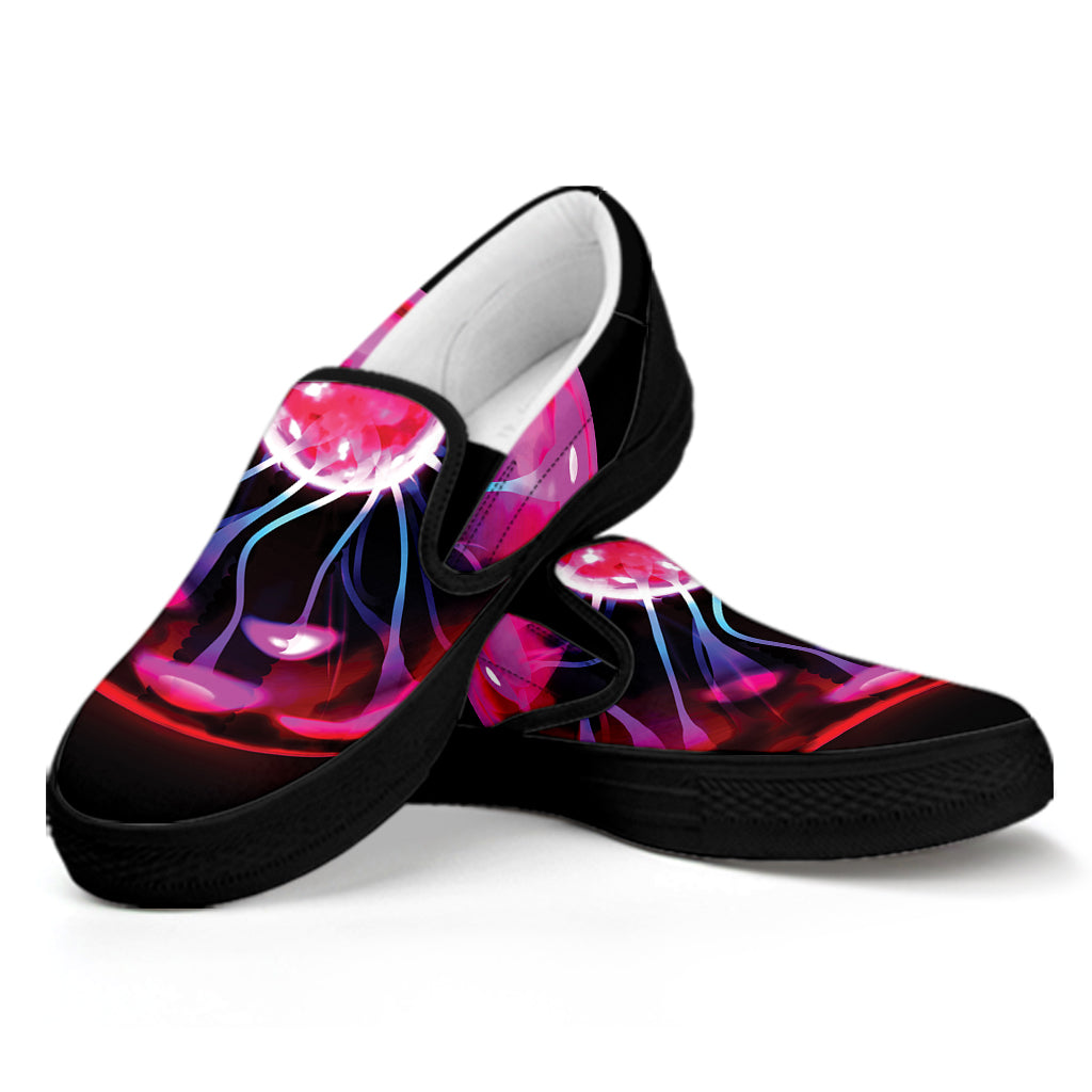 Plasma Ball Print Black Slip On Shoes