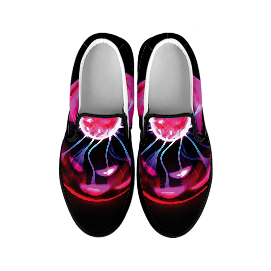Plasma Ball Print Black Slip On Shoes