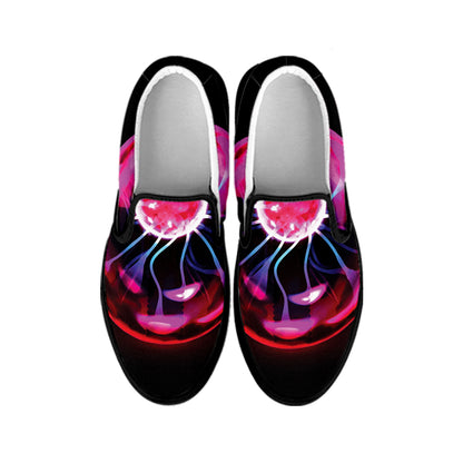 Plasma Ball Print Black Slip On Shoes
