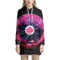 Plasma Ball Print Pullover Hoodie Dress