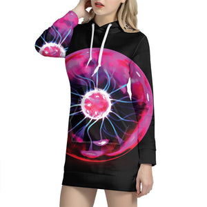 Plasma Ball Print Pullover Hoodie Dress