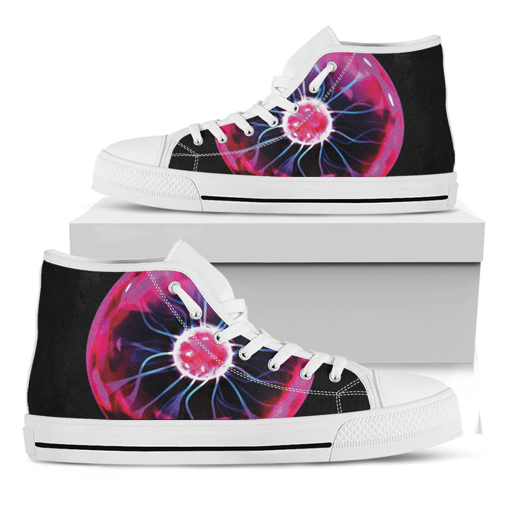 Plasma Ball Print White High Top Shoes