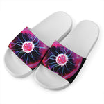 Plasma Ball Print White Slide Sandals