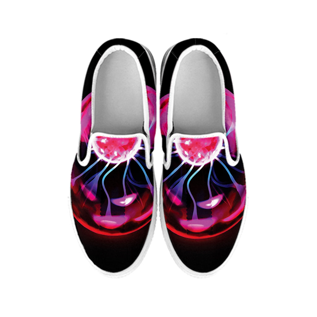 Plasma Ball Print White Slip On Shoes