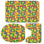 Plastic Building Blocks Pattern Print 3 Piece Bath Mat Set