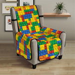 Plastic Building Blocks Pattern Print Armchair Protector