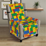 Plastic Building Blocks Pattern Print Armchair Protector