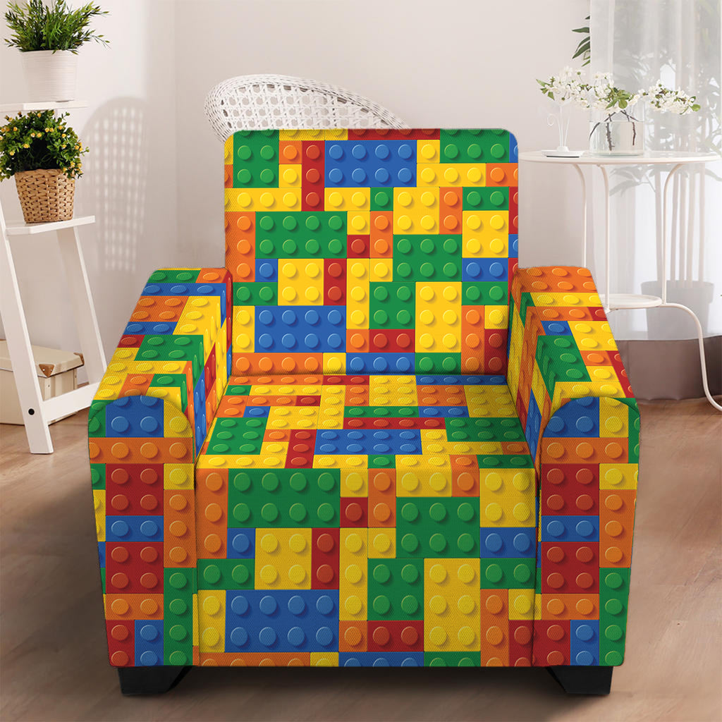 Plastic Building Blocks Pattern Print Armchair Slipcover