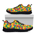 Plastic Building Blocks Pattern Print Black Running Shoes