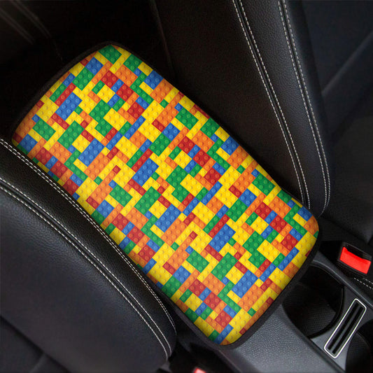 Plastic Building Blocks Pattern Print Car Center Console Cover