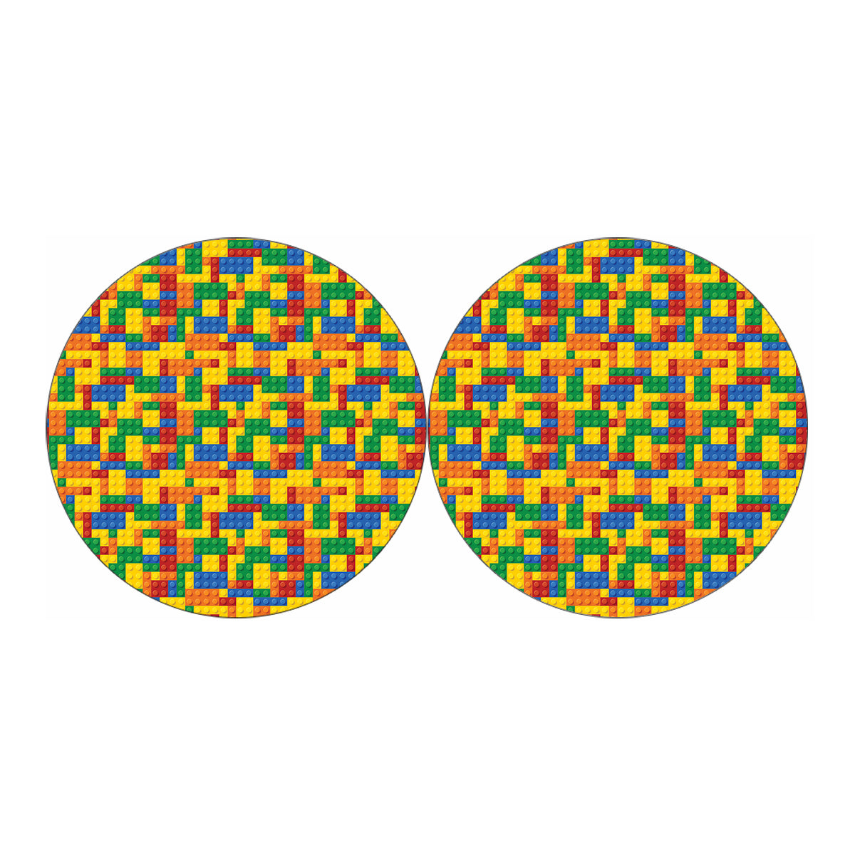Plastic Building Blocks Pattern Print Car Coasters