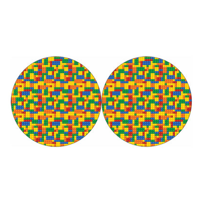 Plastic Building Blocks Pattern Print Car Coasters