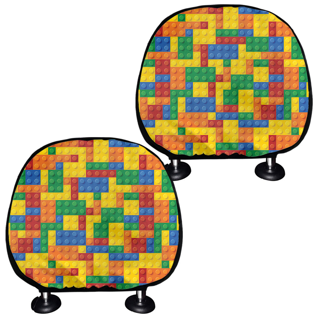 Plastic Building Blocks Pattern Print Car Headrest Covers