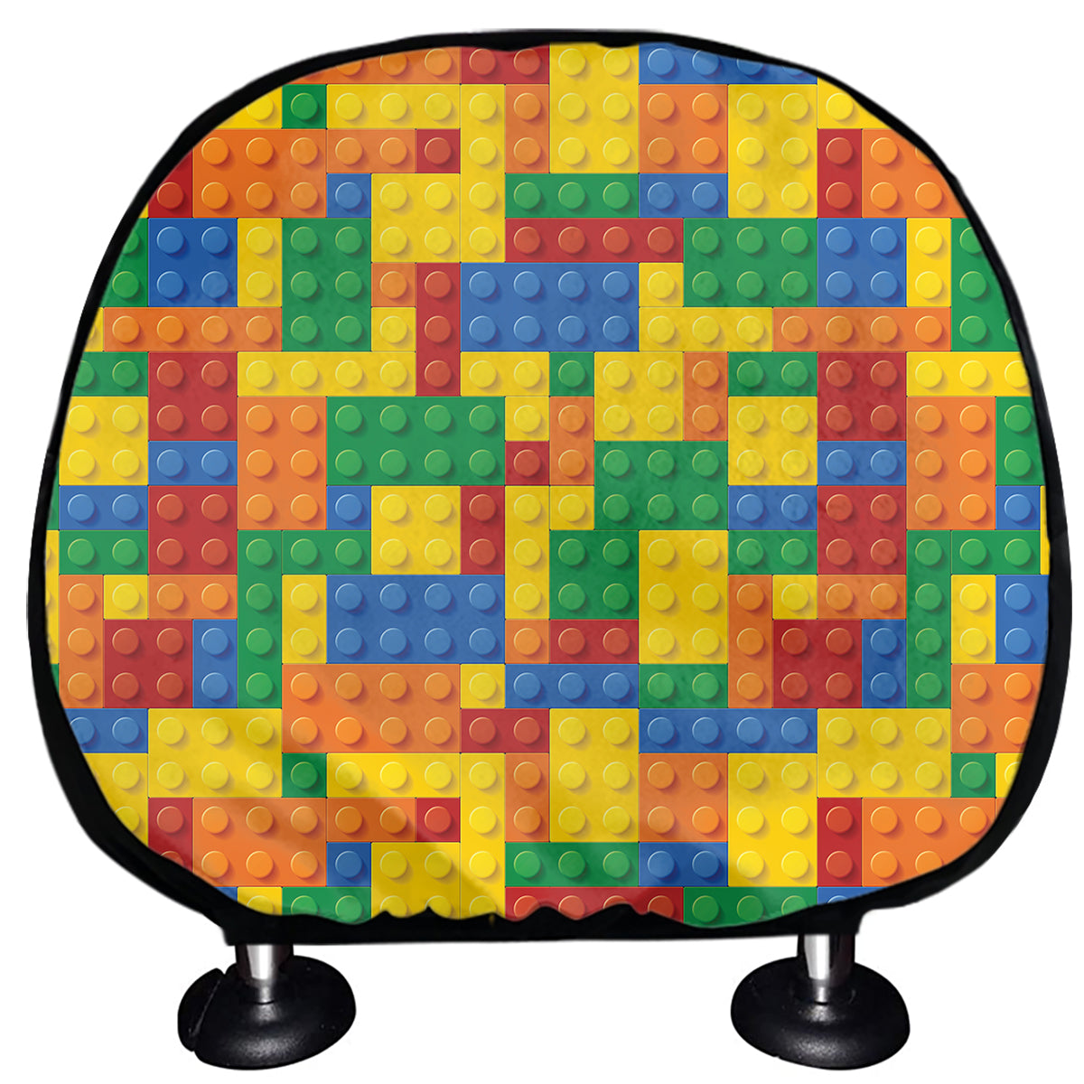 Plastic Building Blocks Pattern Print Car Headrest Covers