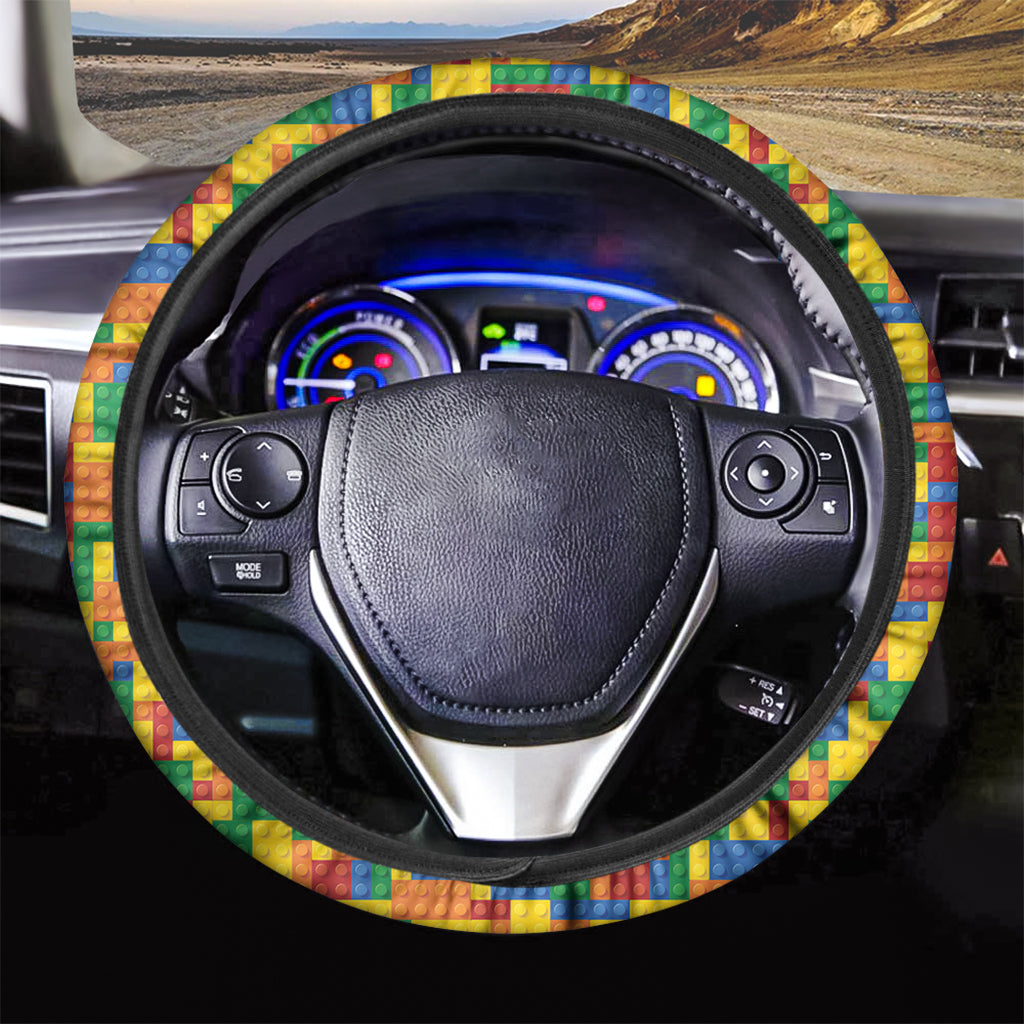 Plastic Building Blocks Pattern Print Car Steering Wheel Cover