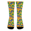 Plastic Building Blocks Pattern Print Crew Socks