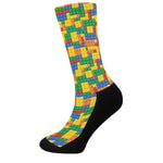 Plastic Building Blocks Pattern Print Crew Socks