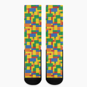 Plastic Building Blocks Pattern Print Crew Socks