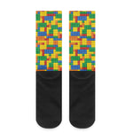 Plastic Building Blocks Pattern Print Crew Socks