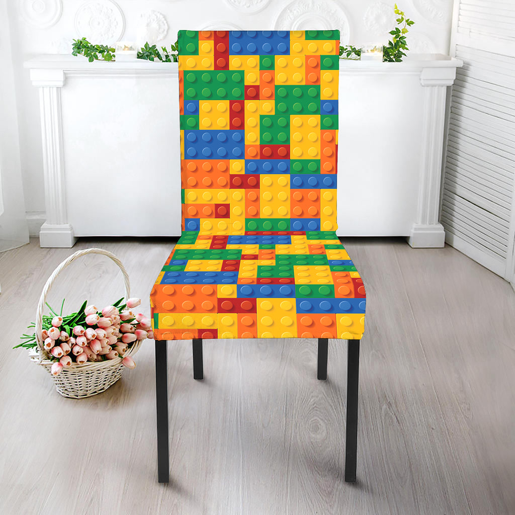 Plastic Building Blocks Pattern Print Dining Chair Slipcover