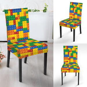 Plastic Building Blocks Pattern Print Dining Chair Slipcover