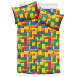 Plastic Building Blocks Pattern Print Duvet Cover Bedding Set