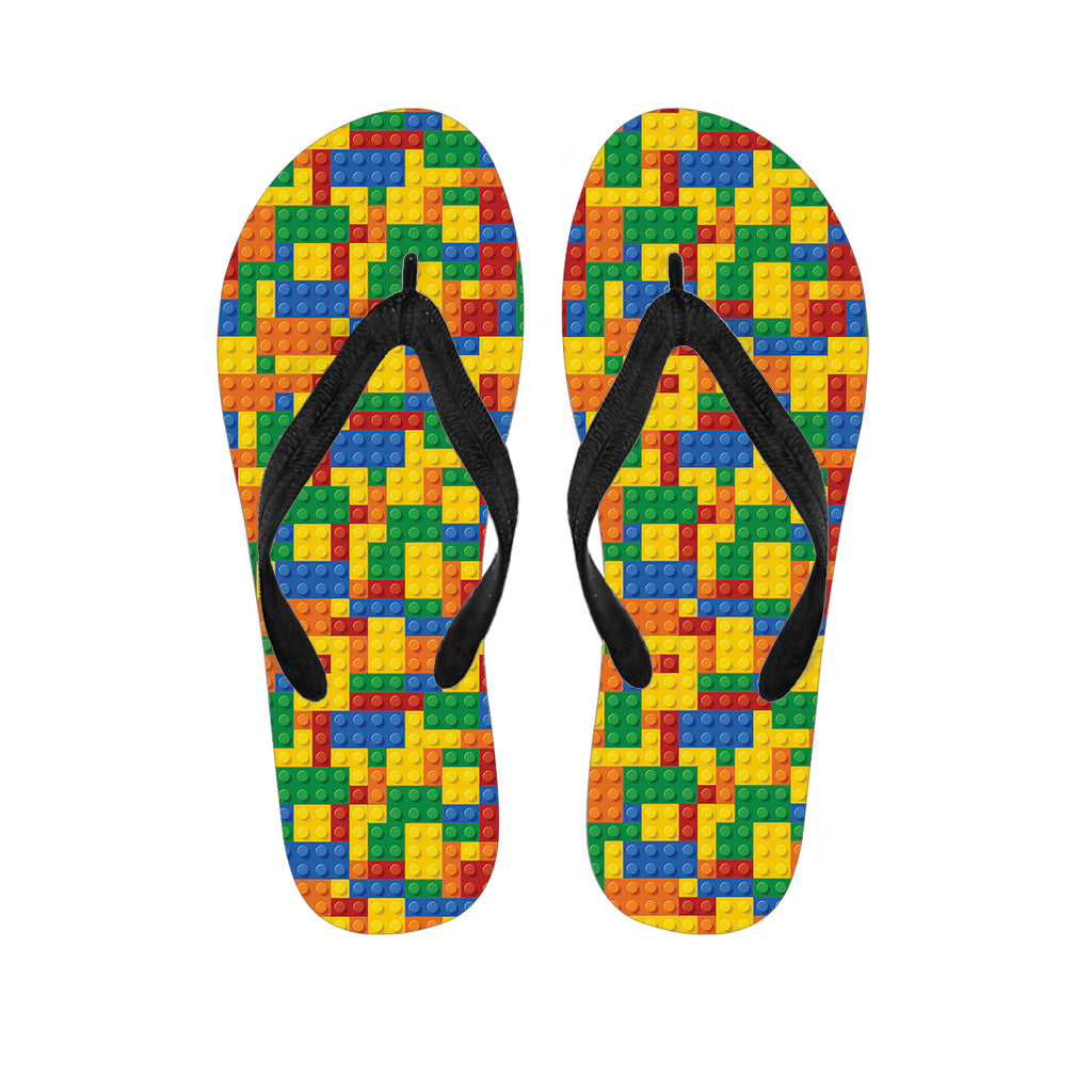 Plastic Building Blocks Pattern Print Flip Flops