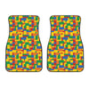 Plastic Building Blocks Pattern Print Front Car Floor Mats