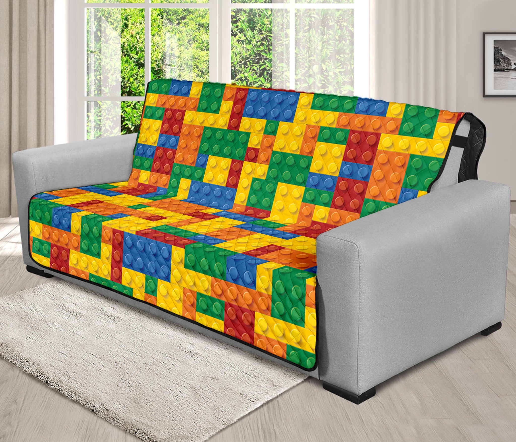 Plastic Building Blocks Pattern Print Futon Protector