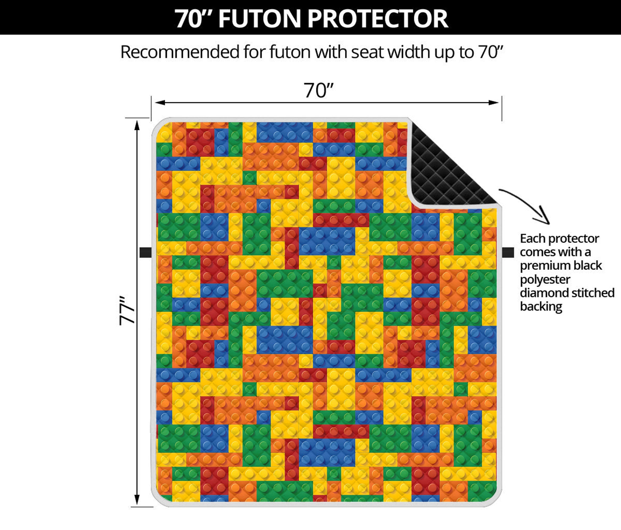 Plastic Building Blocks Pattern Print Futon Protector