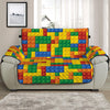 Plastic Building Blocks Pattern Print Half Sofa Protector