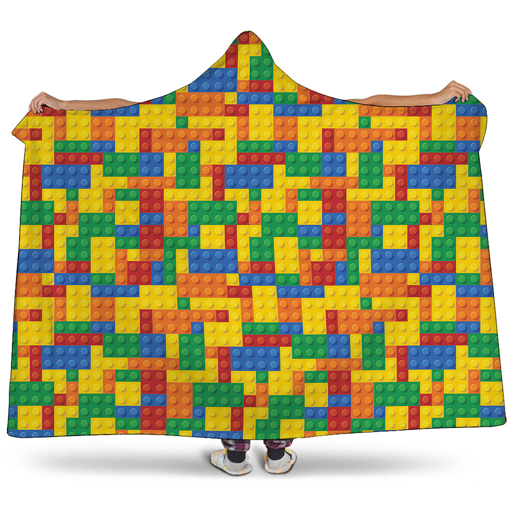 Plastic Building Blocks Pattern Print Hooded Blanket