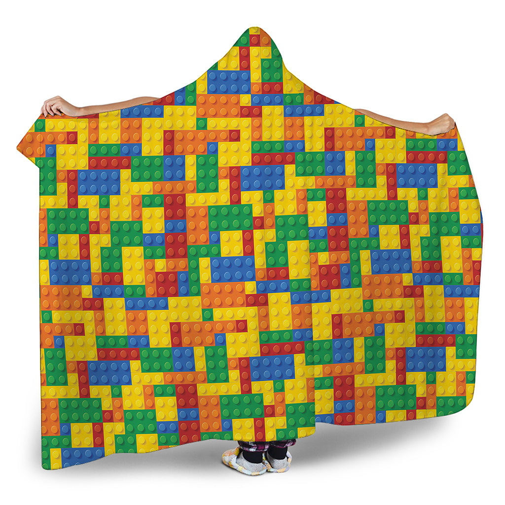 Plastic Building Blocks Pattern Print Hooded Blanket
