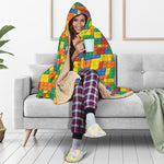 Plastic Building Blocks Pattern Print Hooded Blanket