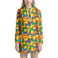 Plastic Building Blocks Pattern Print Pullover Hoodie Dress