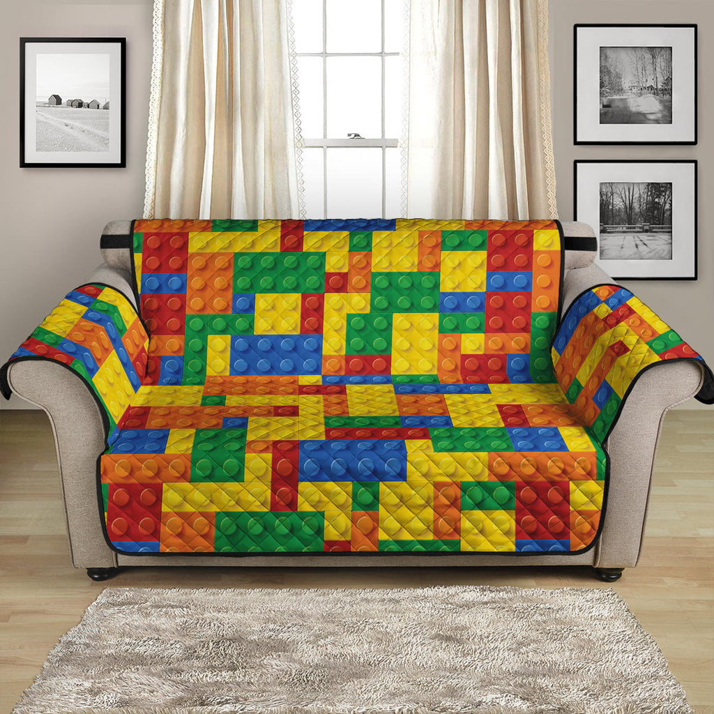 Plastic Building Blocks Pattern Print Loveseat Protector