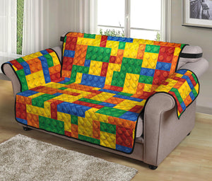 Plastic Building Blocks Pattern Print Loveseat Protector