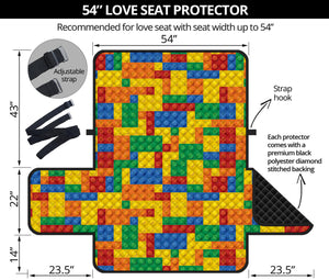 Plastic Building Blocks Pattern Print Loveseat Protector