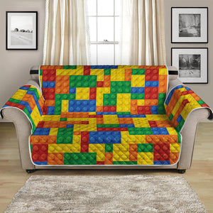 Plastic Building Blocks Pattern Print Loveseat Protector