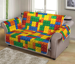 Plastic Building Blocks Pattern Print Loveseat Protector