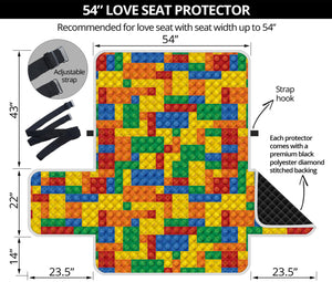 Plastic Building Blocks Pattern Print Loveseat Protector