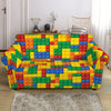 Plastic Building Blocks Pattern Print Loveseat Slipcover