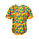 Plastic Building Blocks Pattern Print Men's Baseball Jersey