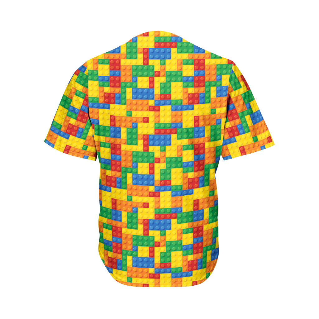 Plastic Building Blocks Pattern Print Men's Baseball Jersey