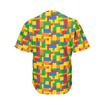 Plastic Building Blocks Pattern Print Men's Baseball Jersey