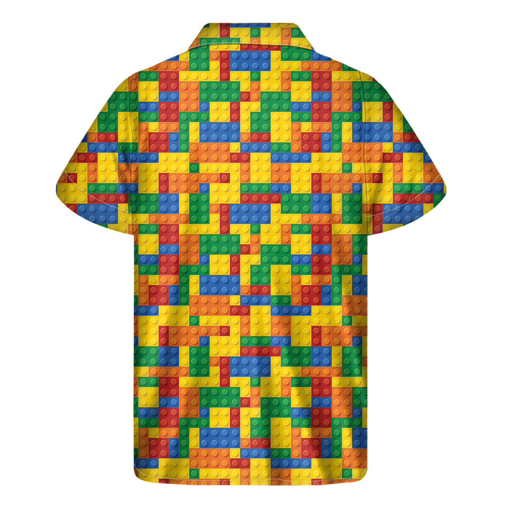 Plastic Building Blocks Pattern Print Men's Short Sleeve Shirt